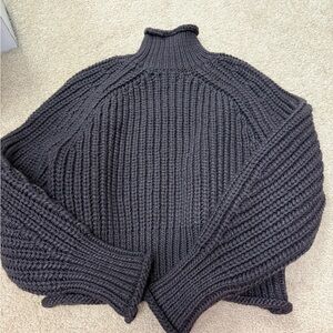 H&M Textured Knit Sweater in Dark Brown